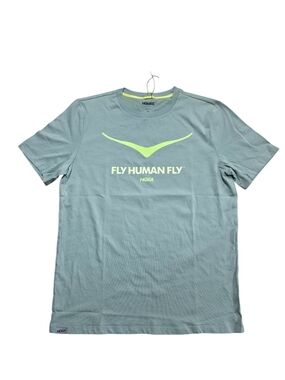 Hoka One One Men's Graphic Tee in Sage Green with Neon Yellow Logo